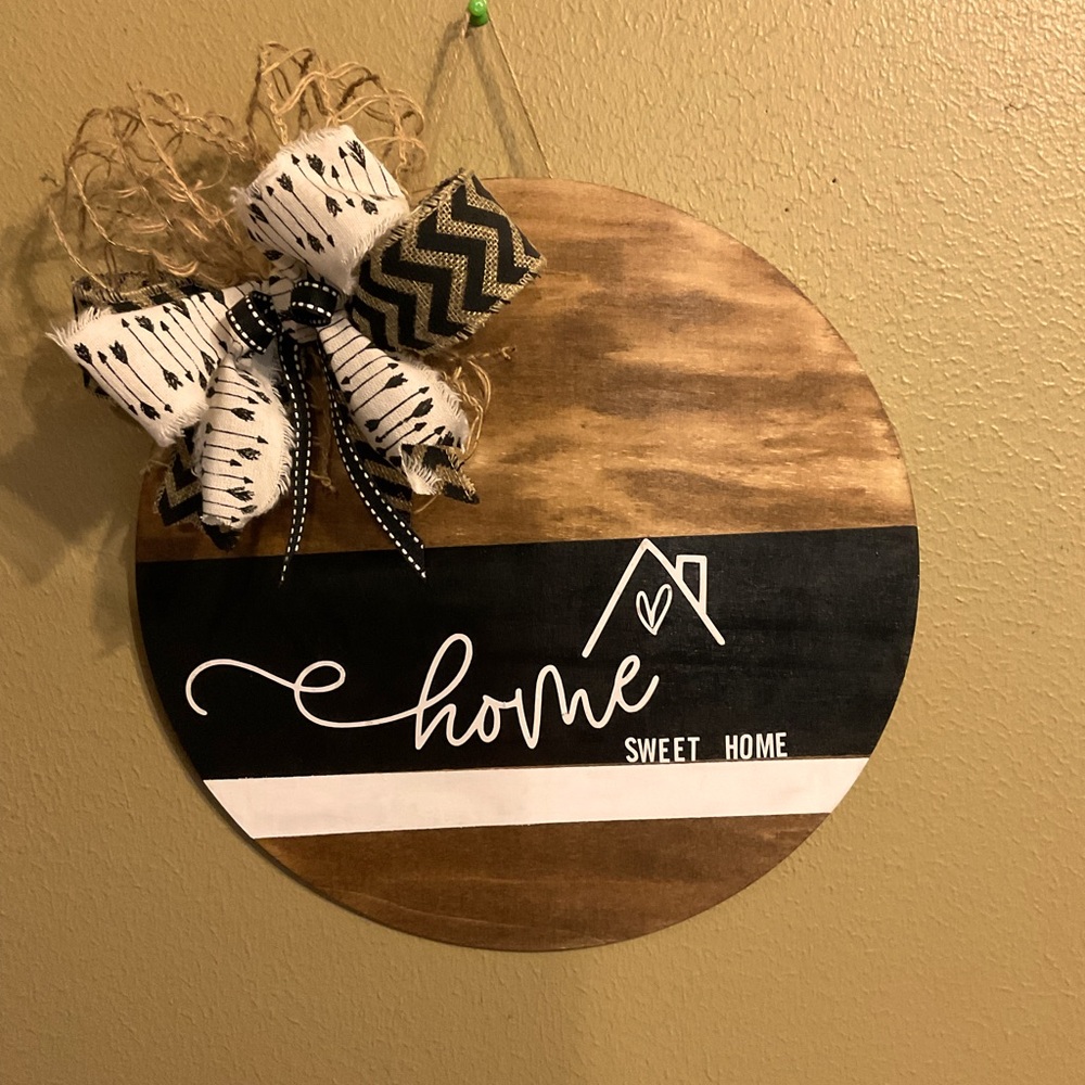 Home decor Brown and Black Circular Art Wall Decor with Bow handmade